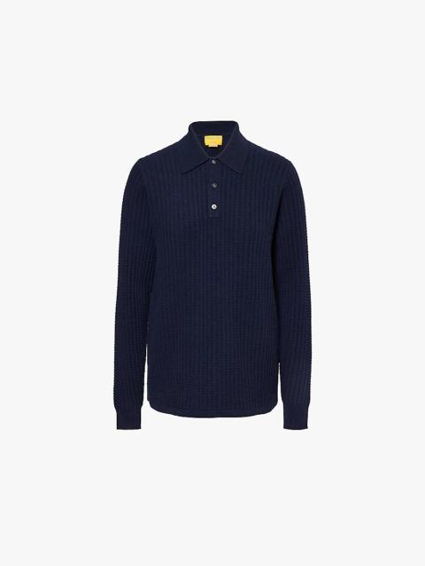 Theo waffle-knit cashmere polo shirt