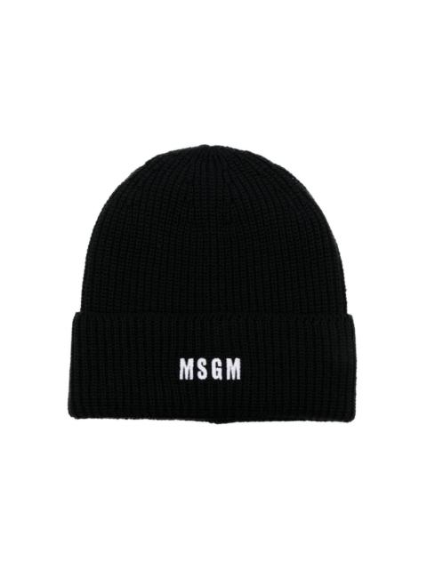 MSGM logo-embroidered ribbed-knit beanie