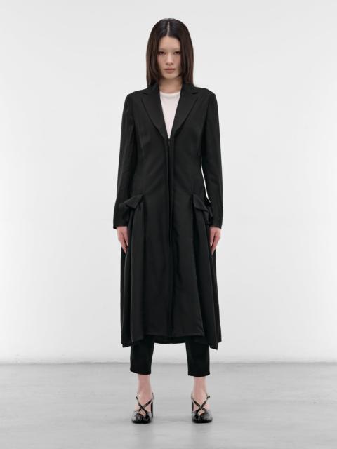 Yohji Yamamoto Black Side Gathered Overcoat Dress