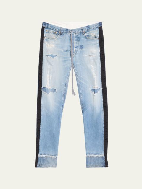 Greg Lauren Men's Rip Repair Straight-Leg Lounge Jeans