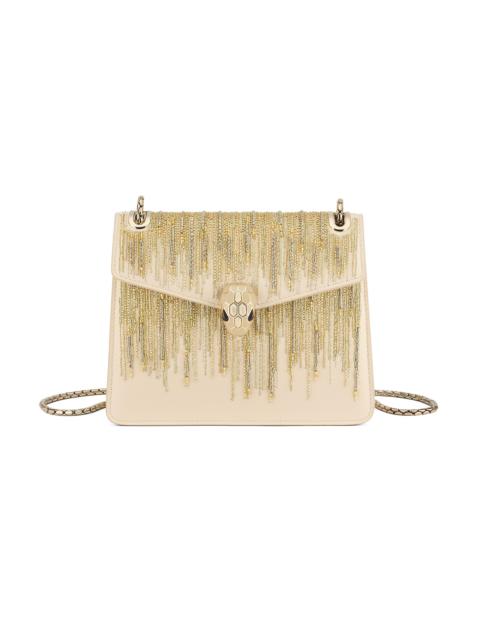 BVLGARI Women's Serpenti Forever Embellished Leather Shoulder Bag - Ivory Opal Light Gold