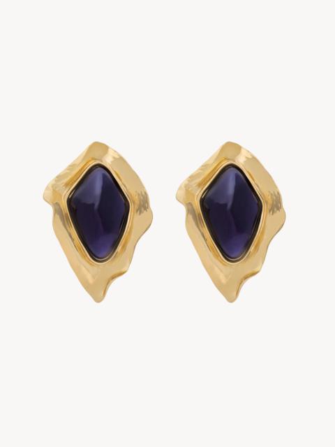 SAINT LAURENT CABOCHON EARRINGS IN RESIN AND METAL