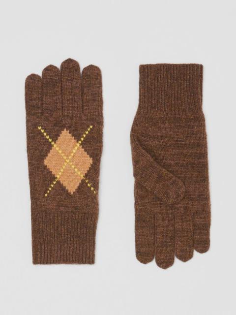 Burberry Argyle Intarsia Wool Cashmere Gloves