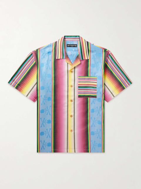Camp-Collar Striped Cotton-Jacquard Shirt