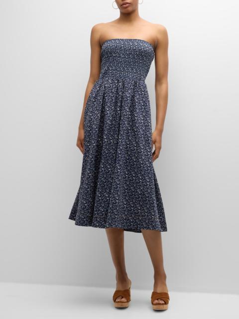 VERONICA BEARD Cornelia Strapless Floral Midi Dress