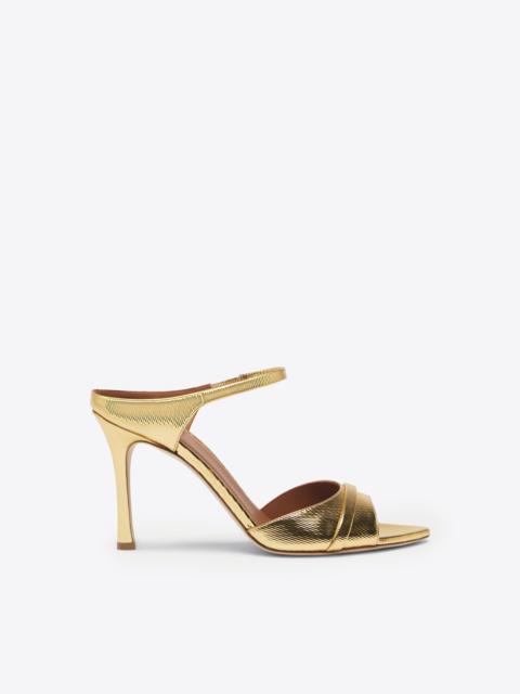 MALONE SOULIERS Una 90 - Gold Embossed Leather Mules