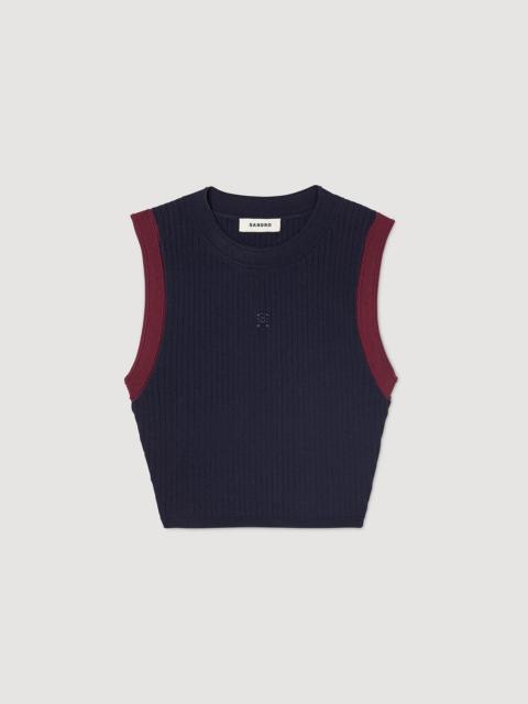 Sandro TWO-TONE KNIT TOP