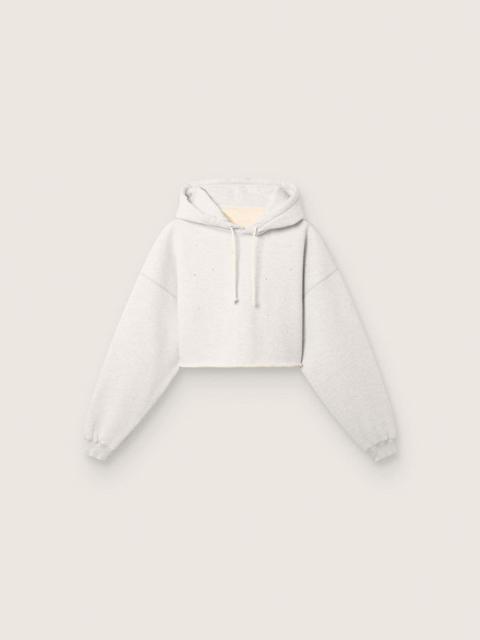 Star women’s cropped hooded sweatshirt in gray melange cotton