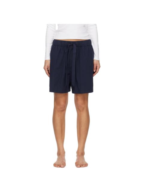 TEKLA Navy Poplin Pyjama Shorts