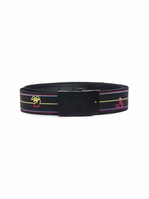 embroidered-logo adjustable-buckle belt