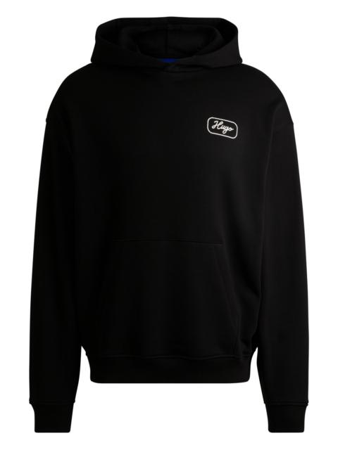 HUGO COTTON-TERRY HOODIE WITH EMBROIDERED ARTWORK
