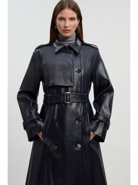 KAREN MILLEN Faux Leather Belted Trench  Coat