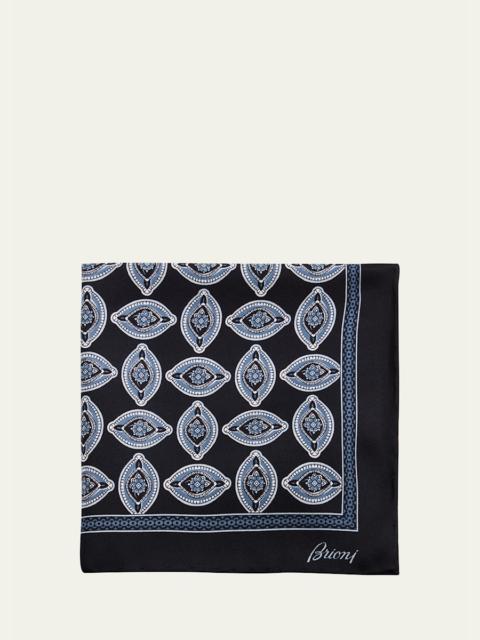 Brioni Men's Medallion Silk Pocket Square