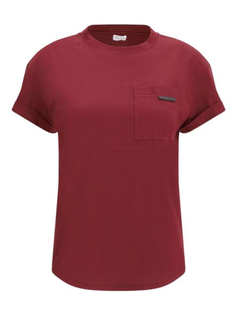 Monili-chain patch-pocket T-shirt