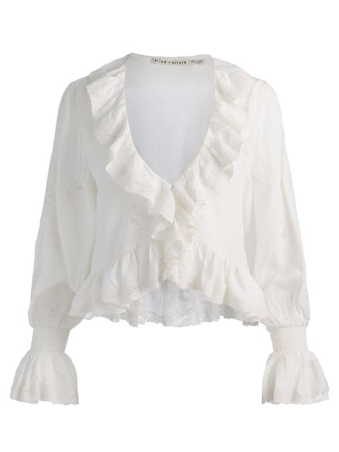 Alice + Olivia SKYE RUFFLED BLOUSE