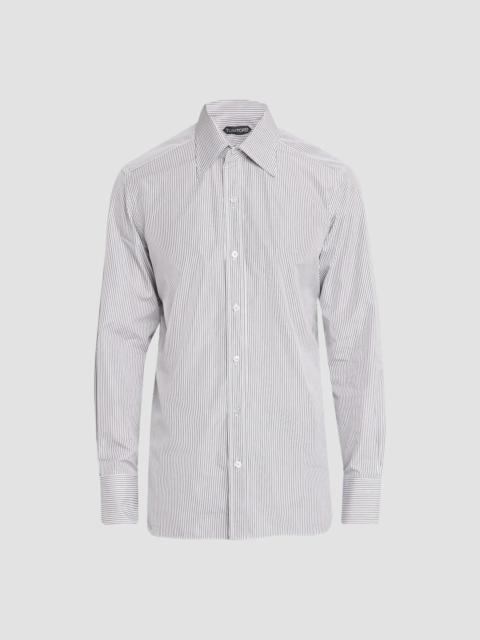TOM FORD Men's Striped Cotton Classic-Fit Dress Shirt - White Black
