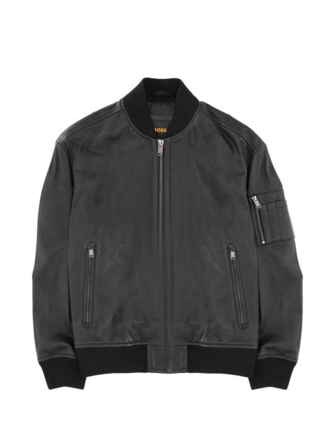 BOSS zip-up leather bomber jacket