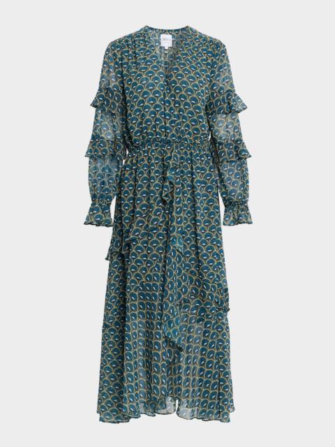 MISA Dandelion Delora Asymmetric Chiffon Midi Dress