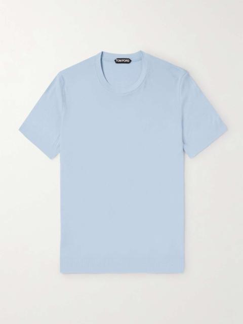 Placed Rib Lyocell and Cotton-Blend T-Shirt