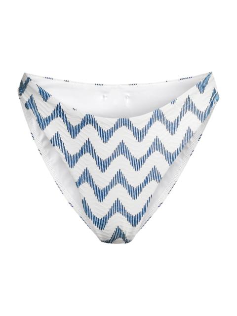 MILLY Women's Margot Barcelona Chevron Bikini Bottom - White Blue