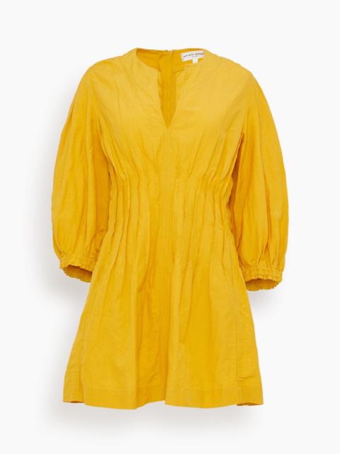 APIECE APART Rocca Pleat Mini Dress in Lemon Curry