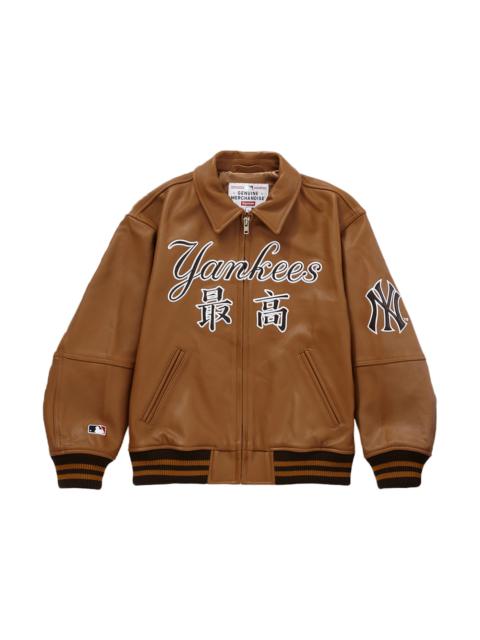 Supreme New York Yankees Kanji Leather Varsity Jacket Brown
