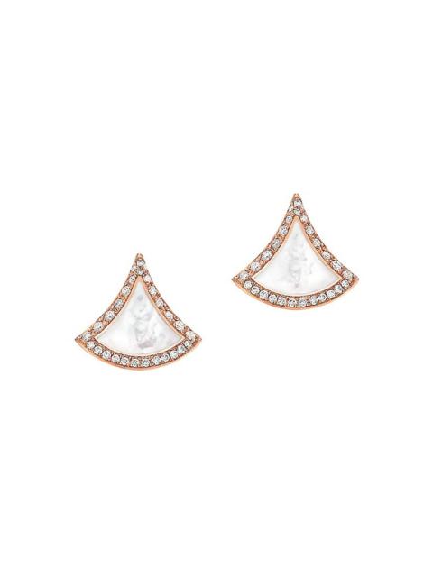 BVLGARI Divas' Dream 18K Rose Gold, Mother-Of-Pearl, & Diamond Stud Earrings