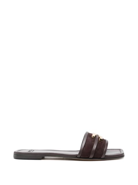 ELISABETTA FRANCHI Elisabetta Franchi Golden-hardware Leather Flat Sandals