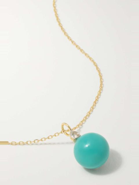 MATEO 14-karat gold, turquoise and diamond necklace