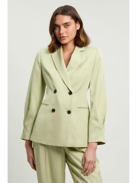 KAREN MILLEN Polished Linen Blend Single Breasted Tailored Blazer