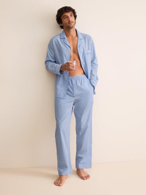 Derek Rose James Cotton Pajamas Blue & White Stripe