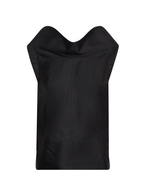 BRANDON MAXWELL Women's Bowie Wool-Silk Drapeneck Top - Black