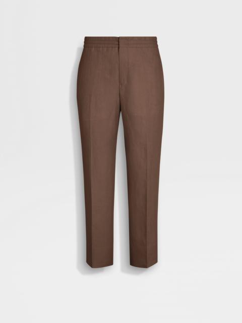 ZEGNA BROWN OASI LINO PANTS