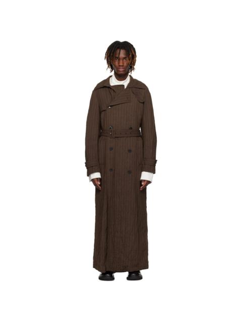Dries Van Noten Brown Double-Breasted Trench Coat