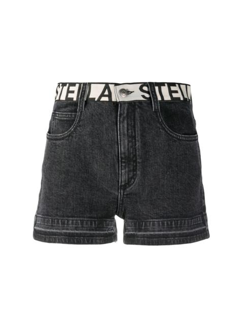 Stella McCartney contrast logo belt denim shorts