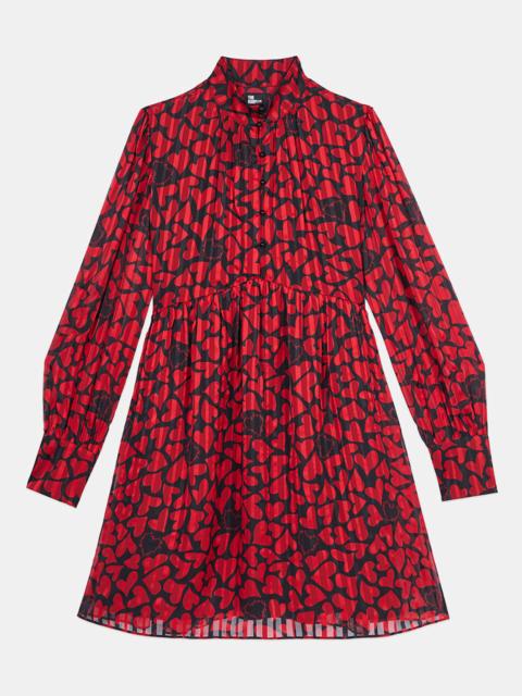 The Kooples SHORT PLEATED HEART PRINT DRESS