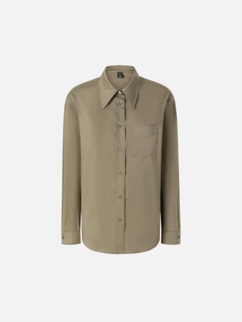 PINKO GREEN STRETCH POPLIN UTILITY SHIRT