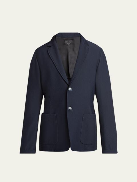 GIORGIO ARMANI Men's Seersucker Patch-Pocket Blazer