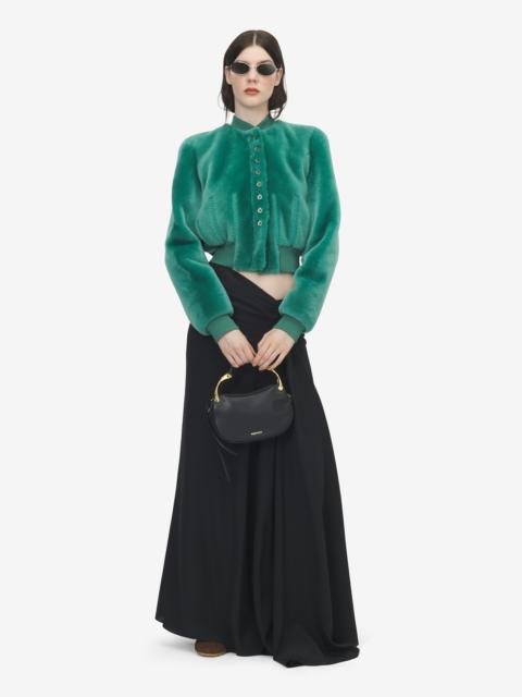 Alexander McQueen Women's Shearling Bomber Jacket in Blue