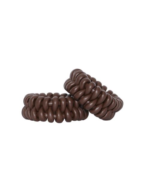 Johanna Ortiz Sculptural Monument Leather Bangle Set brown