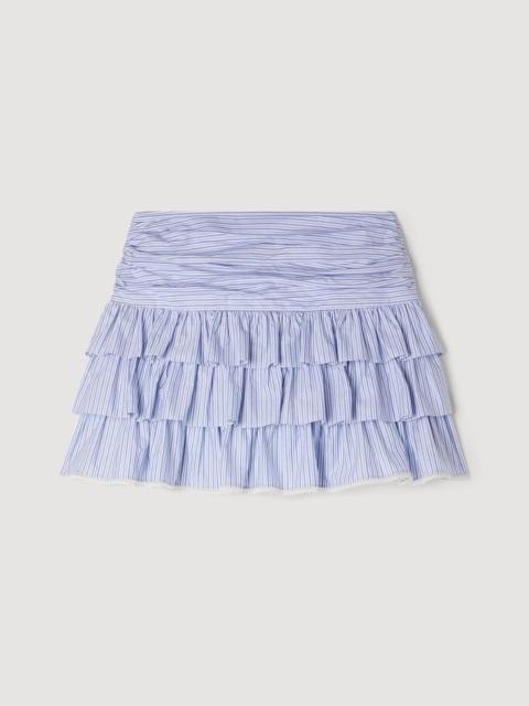Sandro MINI STRIPED RUFFLED SKIRT