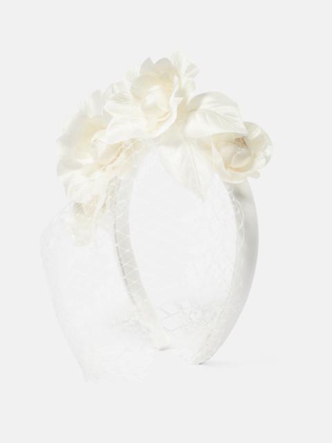 Bridal Camelia silk-blend headband