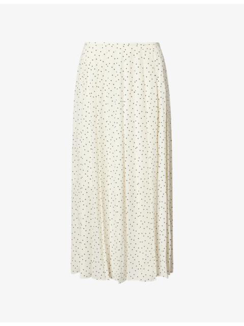 Theory Polka-Dot Pleat Woven Maxi Skirt