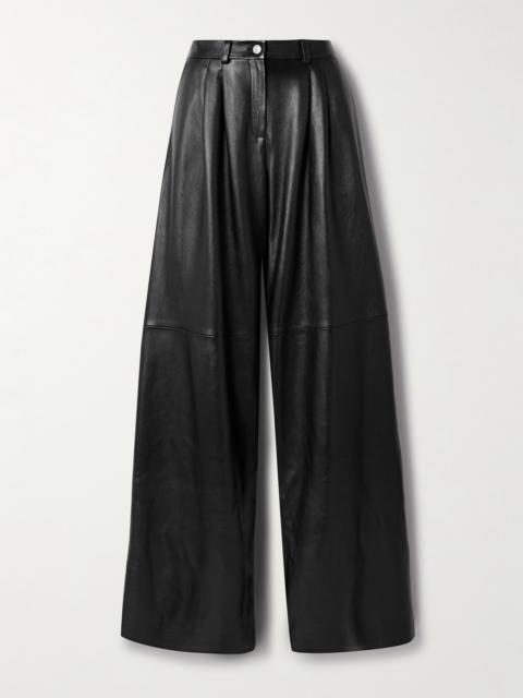 MAGDA BUTRYM Pleated Leather Wide-leg Pants