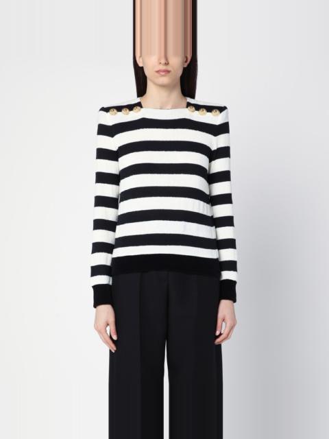 Balmain Black/white striped jersey with epaulettes and buttons