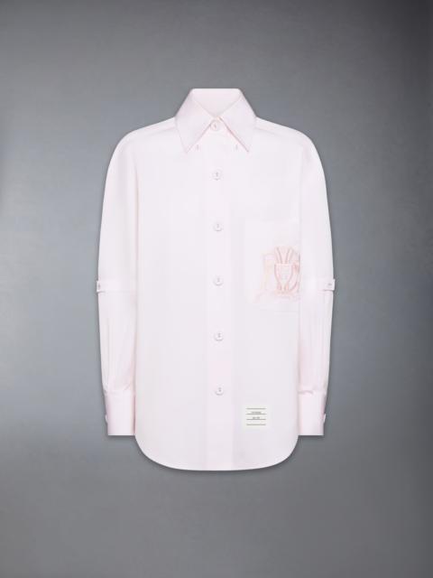 Thom Browne SOLID POPLIN CREST EMBROIDERY ARMBAND SUPERSIZED SHIRT