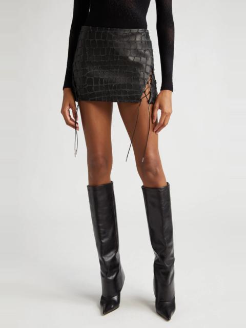 Dion Lee Snake Etched Lambskin Miniskirt