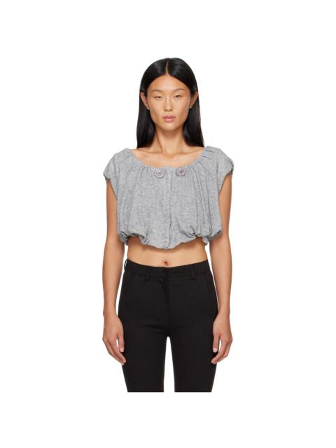 OPEN YY Gray Shirred Jersey Vest
