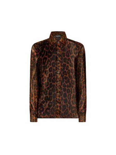 TOM FORD LAMINATED LEOPARD PRINTED GEORGETTE SHIRT