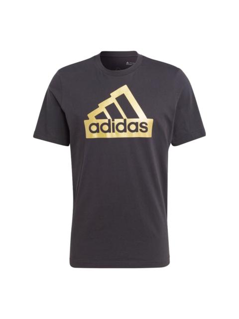adidas adidas Sportswear Future Icons Metallic T-shirt 'Black Gold' II3468